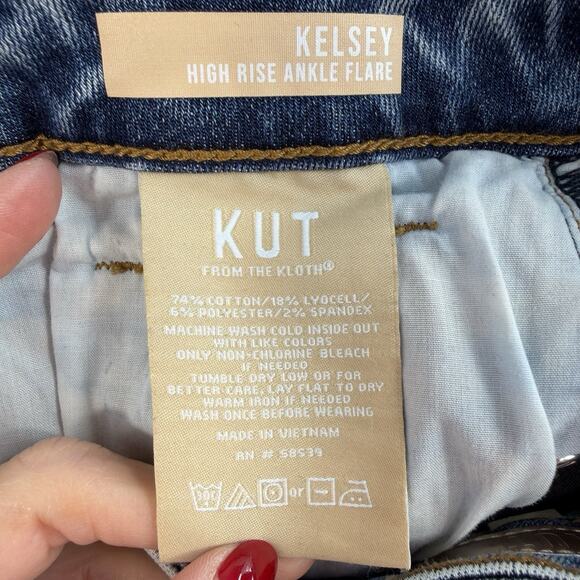 Kut From the Kloth Sz 4 Denim Jeans Kelsey High Rise Ankle Flare Wide Hem - Picture 9 of 16